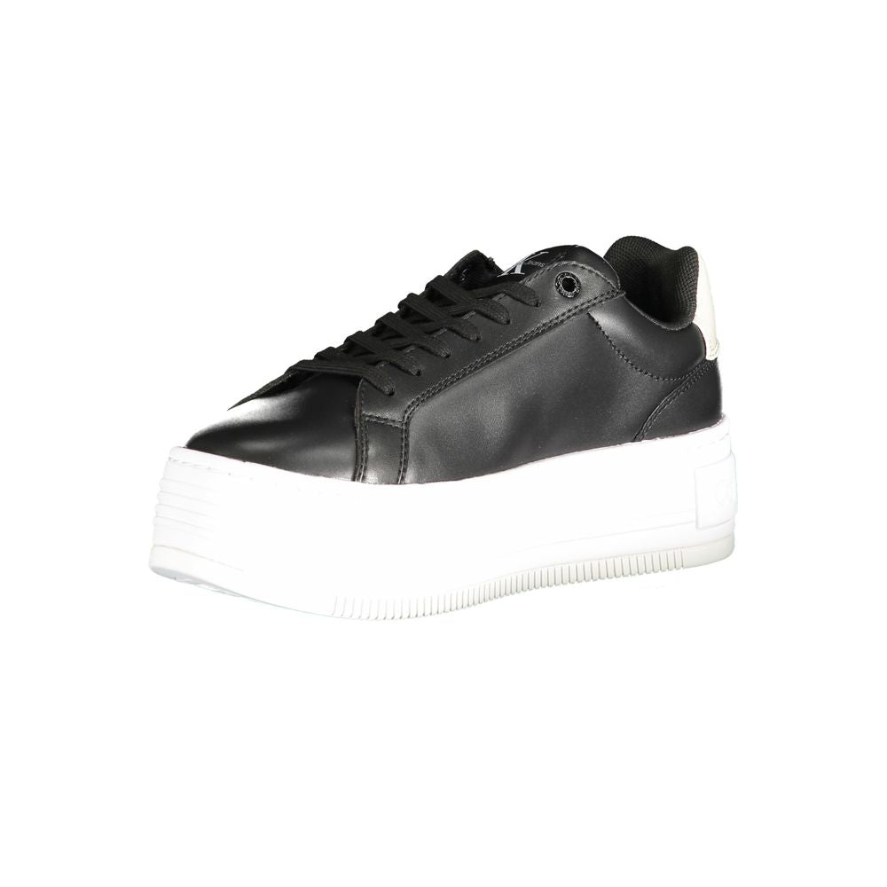 Black Polyester Sneaker - GlamHub Luxury and Icon Brand Clothing