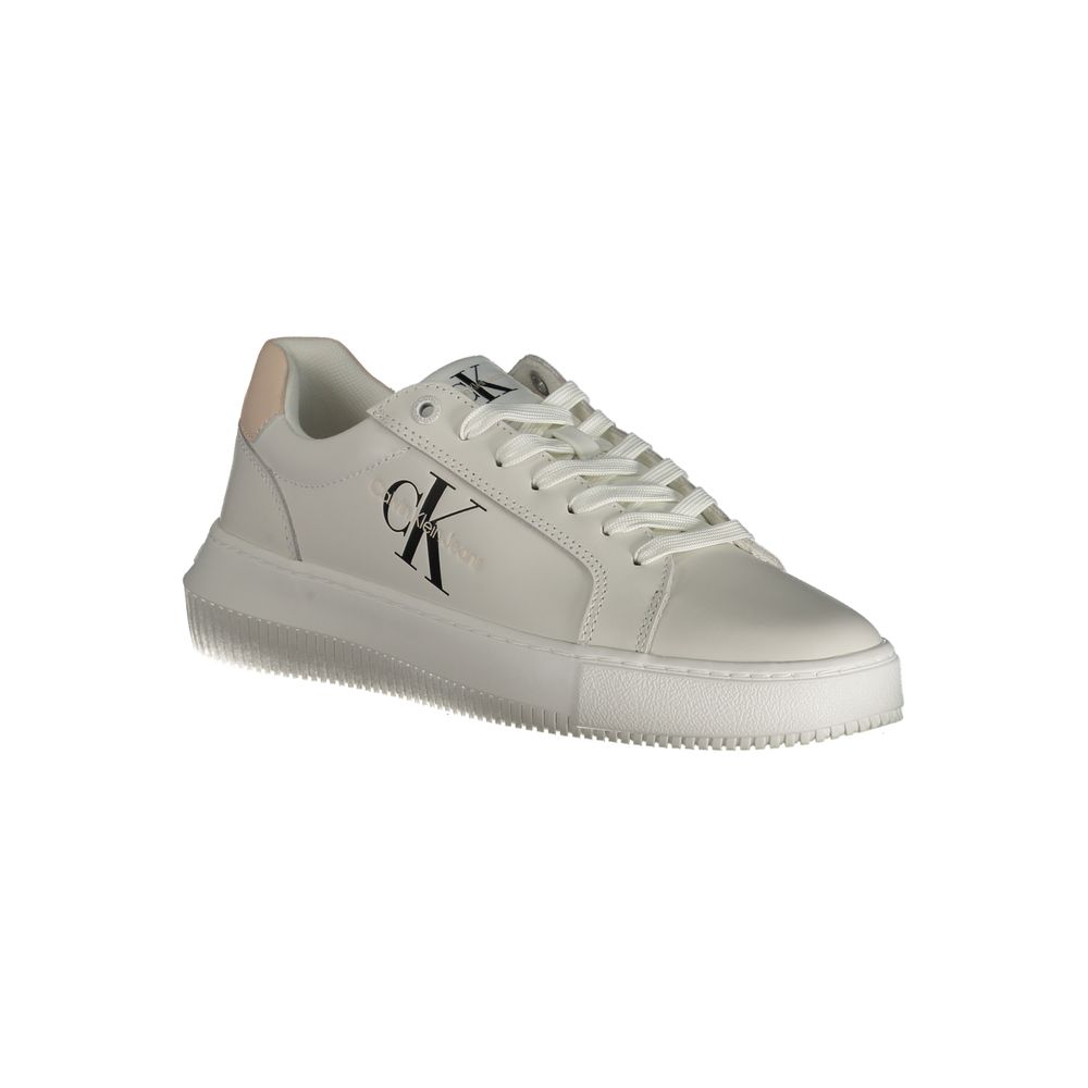 White Polyester Sneaker - GLAMHUB BOUTIQUE 