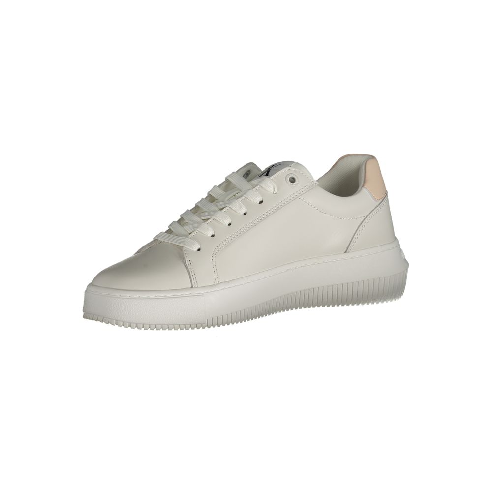 White Polyester Sneaker - GLAMHUB BOUTIQUE 