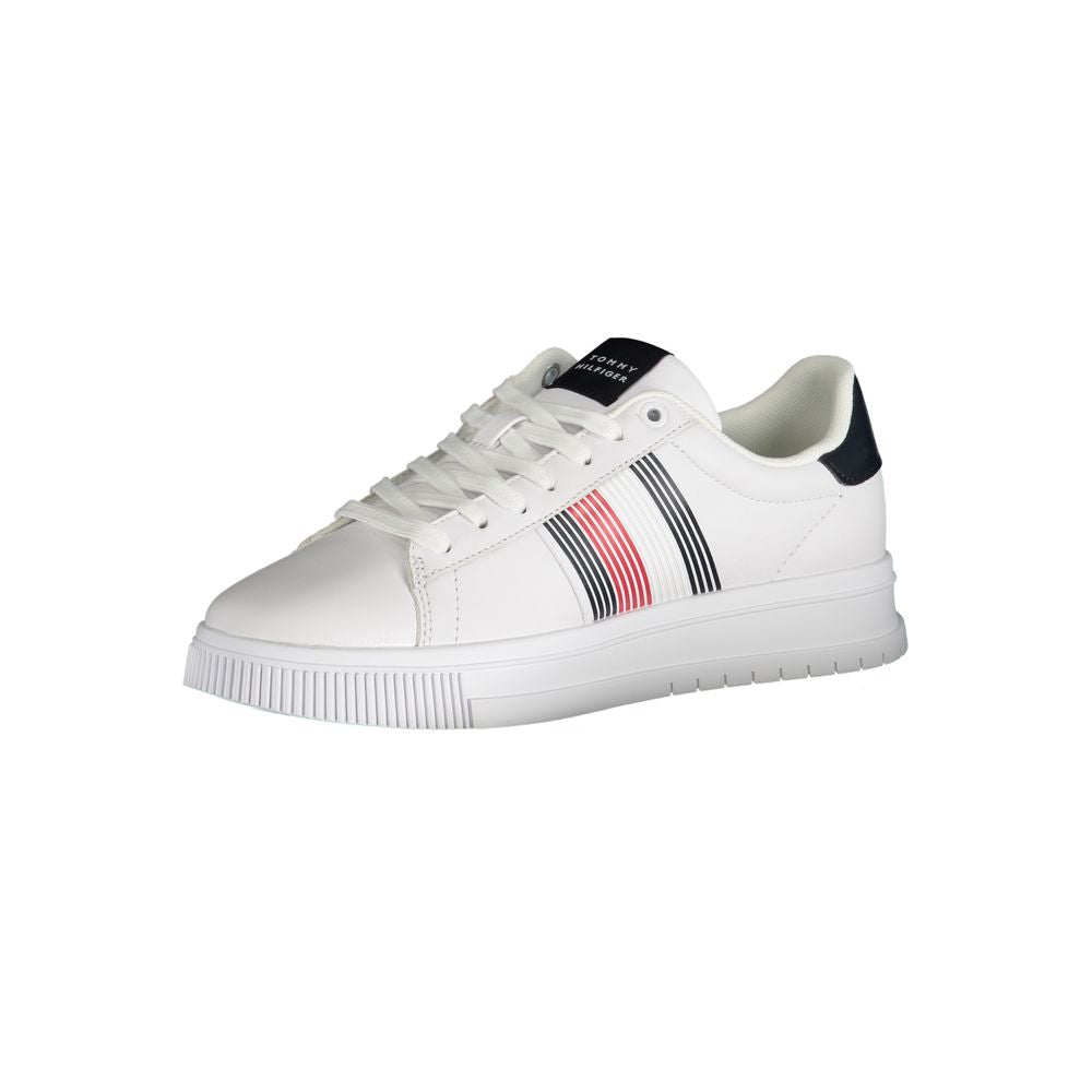 White Polyester Sneaker - GLAMHUB BOUTIQUE 