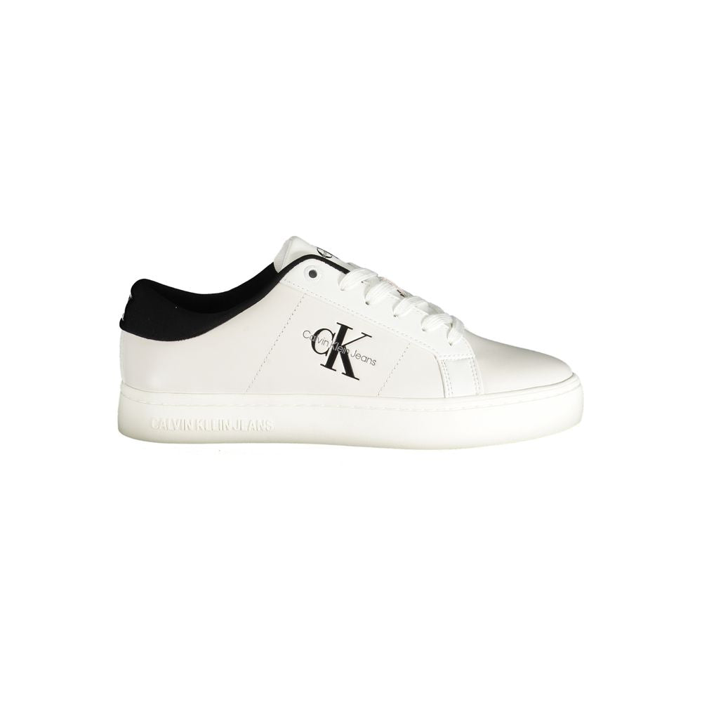 White Polyester Sneaker - GLAMHUB BOUTIQUE 