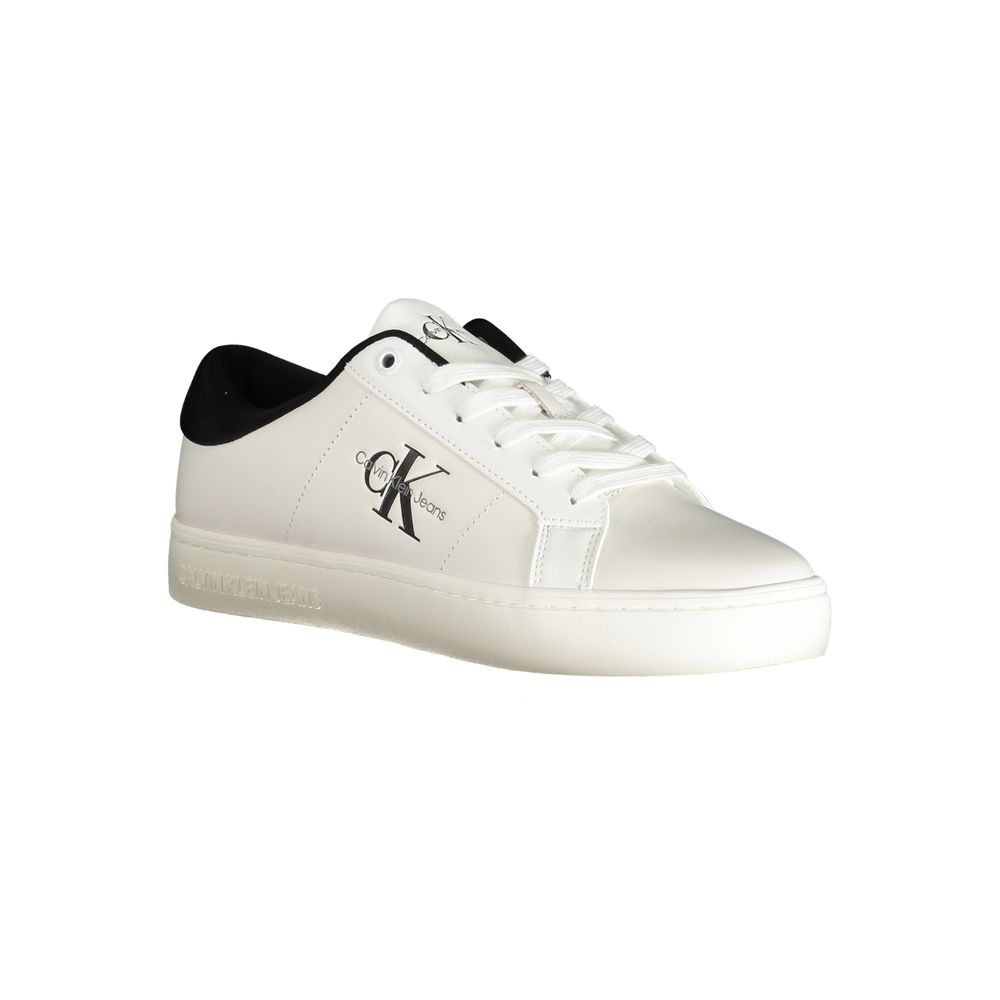 White Polyester Sneaker - GLAMHUB BOUTIQUE 