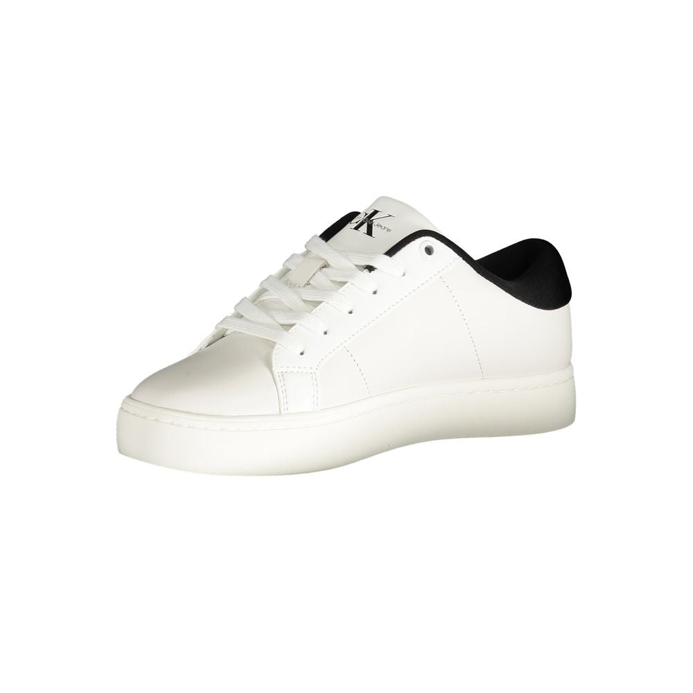 White Polyester Sneaker - GLAMHUB BOUTIQUE 