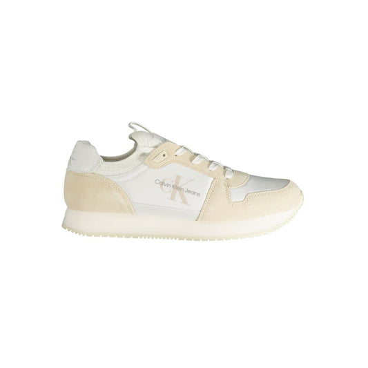 White Polyester Sneaker - GLAMHUB BOUTIQUE 