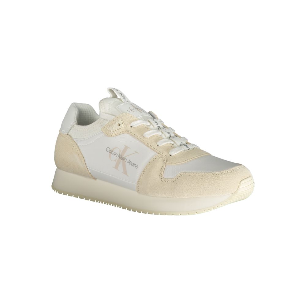 White Polyester Sneaker - GLAMHUB BOUTIQUE 