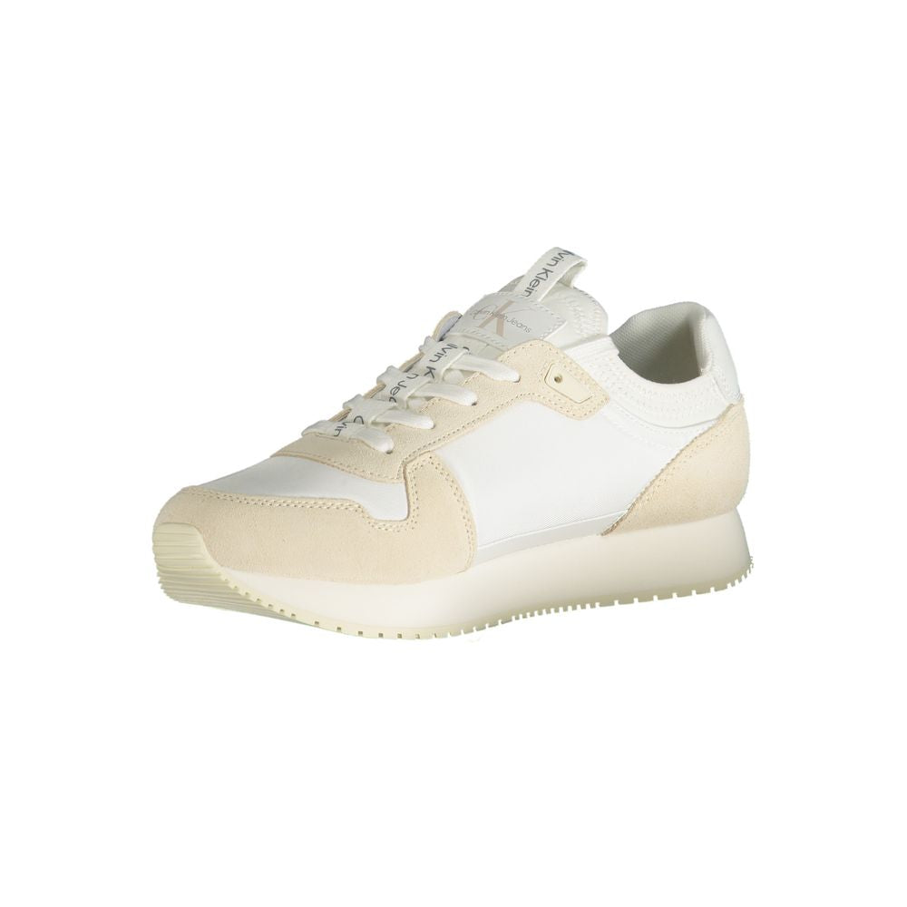 White Polyester Sneaker - GLAMHUB BOUTIQUE 