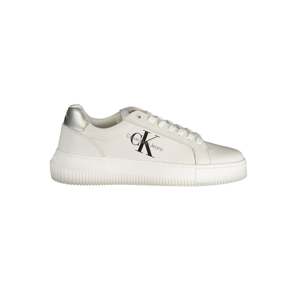 White Polyester Sneaker - GLAMHUB BOUTIQUE 