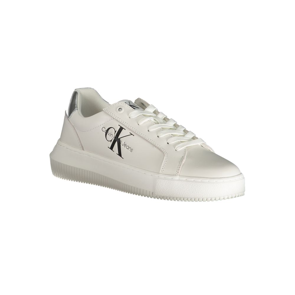 White Polyester Sneaker - GLAMHUB BOUTIQUE 