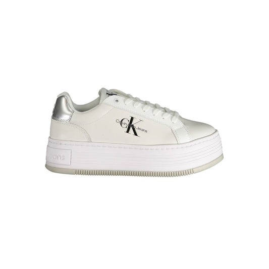 White Polyester Sneaker - GlamHub Luxury and Icon Brand Clothing