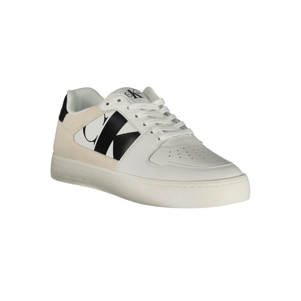 White Polyester Sneaker - GlamHub Luxury and Icon Brand Clothing