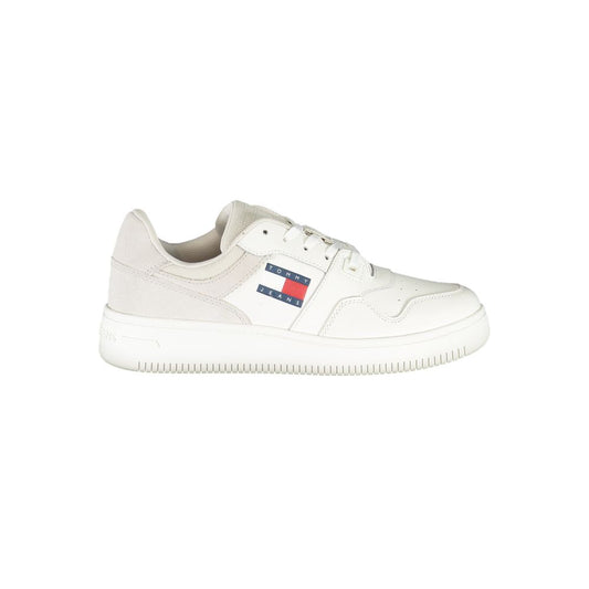 White Polyester Sneaker - GlamHub Luxury and Icon Brand Clothing