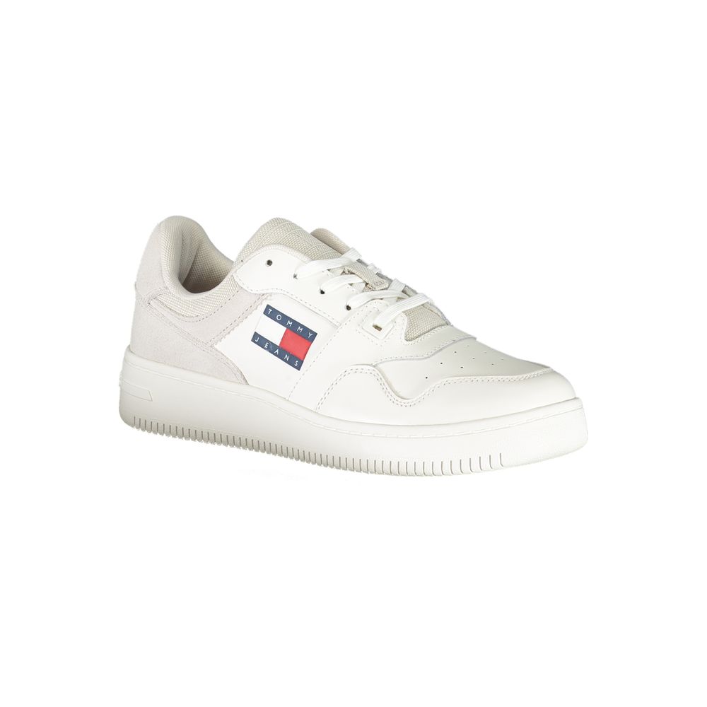 White Polyester Sneaker - GlamHub Luxury and Icon Brand Clothing