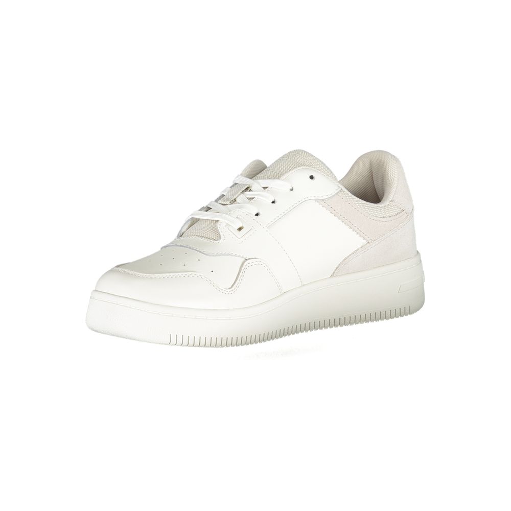 White Polyester Sneaker - GlamHub Luxury and Icon Brand Clothing