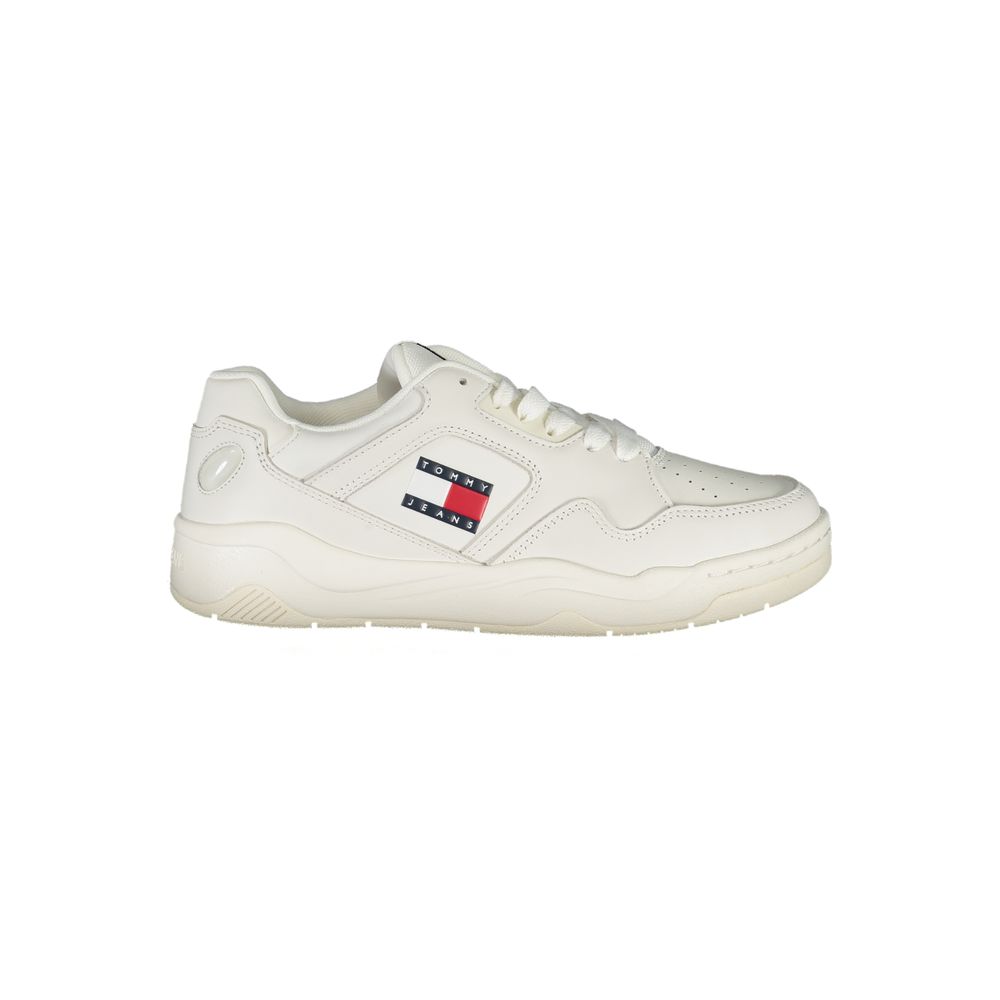 White Polyester Sneaker - GLAMHUB BOUTIQUE 