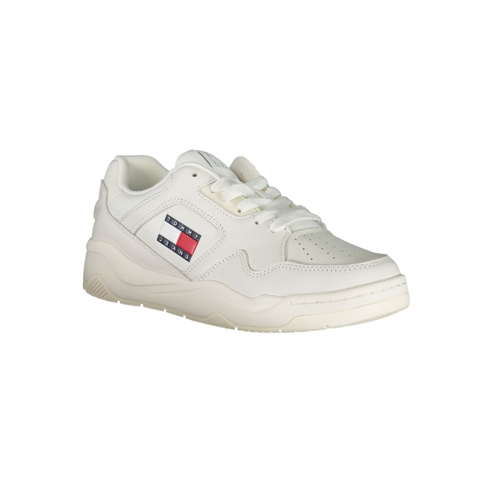 White Polyester Sneaker - GLAMHUB BOUTIQUE 