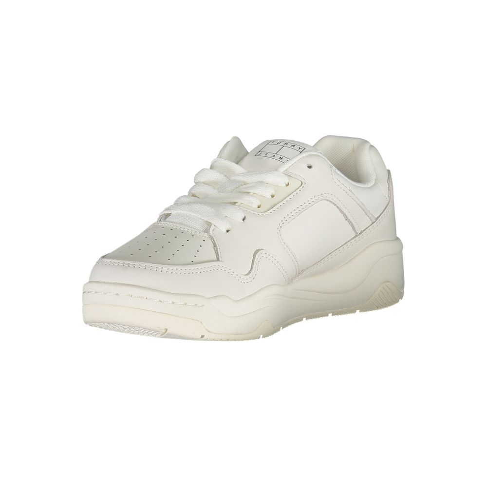 White Polyester Sneaker - GLAMHUB BOUTIQUE 