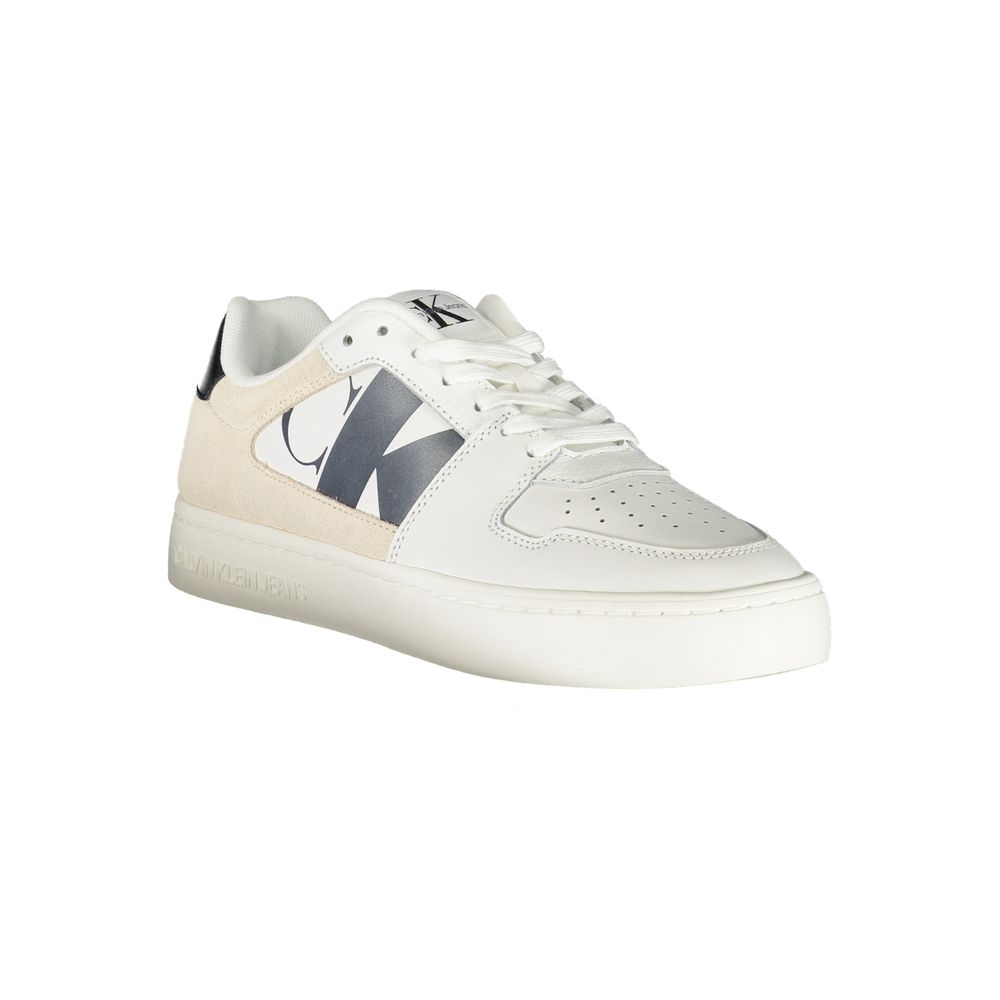 White Polyester Sneaker - GlamHub Luxury and Icon Brand Clothing