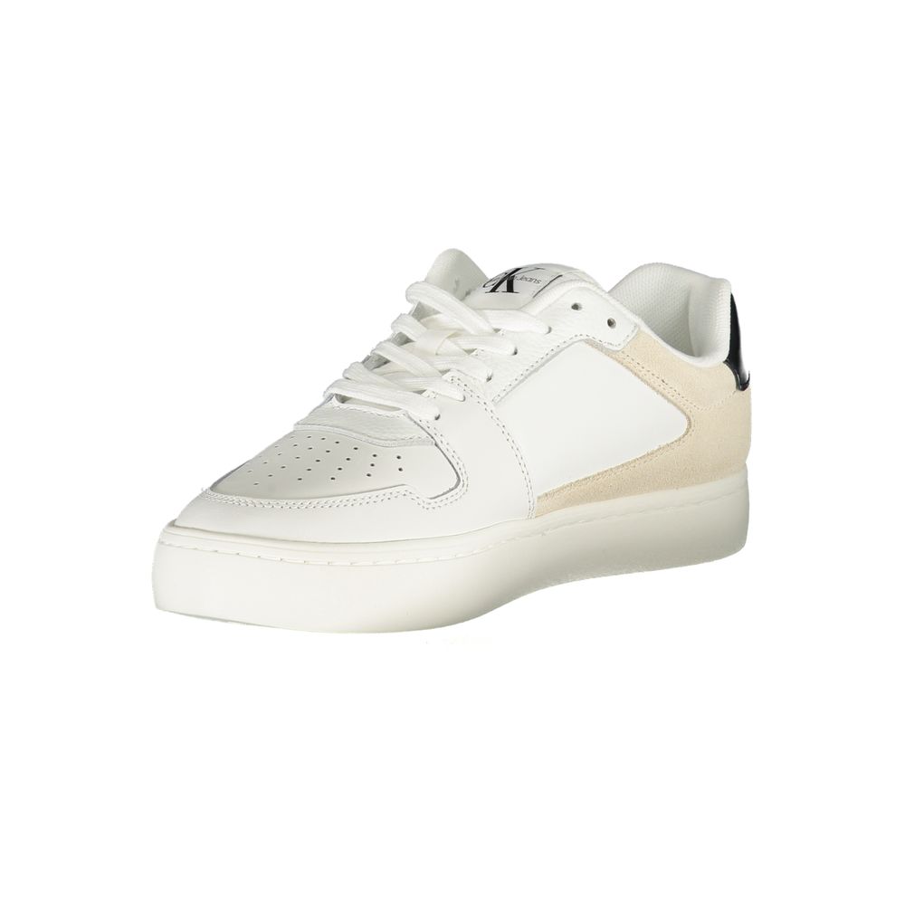 White Polyester Sneaker - GlamHub Luxury and Icon Brand Clothing