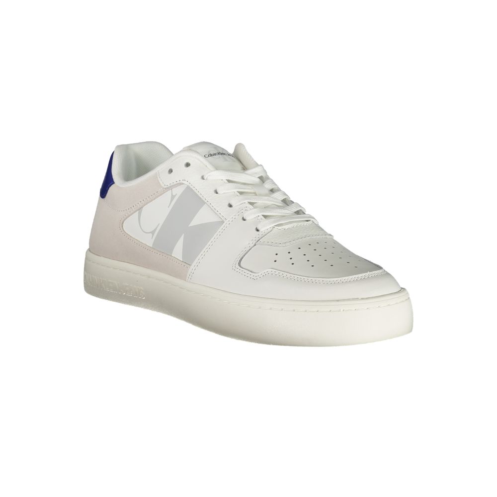 White Leather Mens Sneaker - GLAMHUB BOUTIQUE 