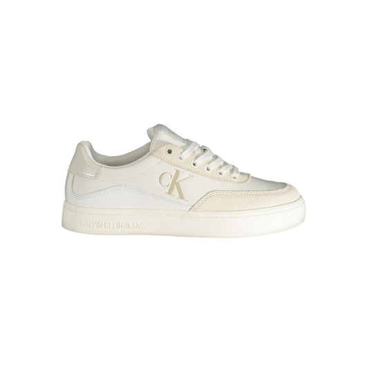 White Polyester Sneaker - GLAMHUB BOUTIQUE 