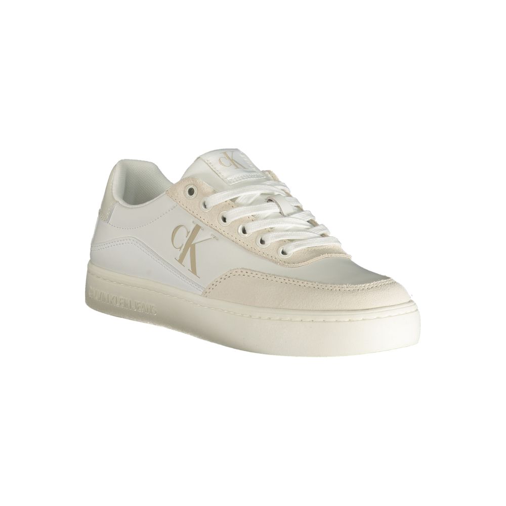 White Polyester Sneaker - GLAMHUB BOUTIQUE 