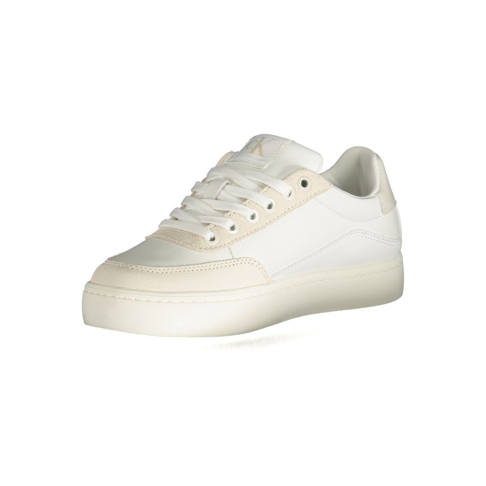 White Polyester Sneaker - GLAMHUB BOUTIQUE 