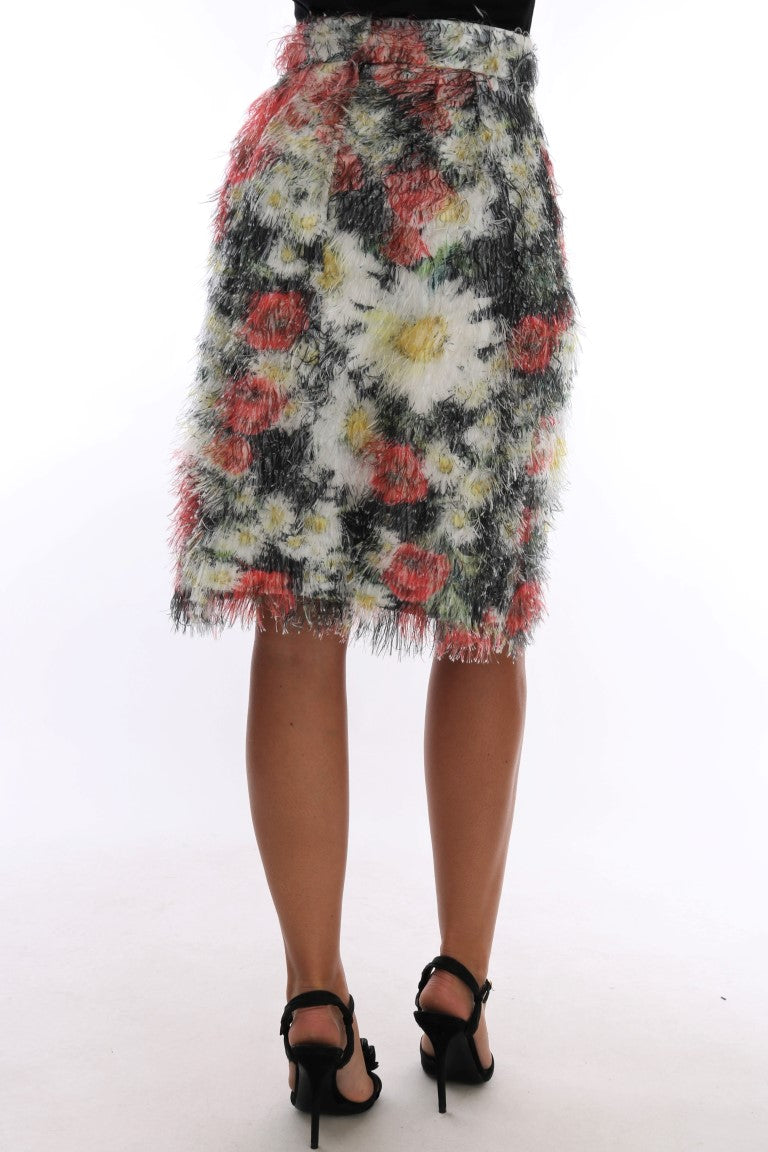 Floral Elegance Knee-Length Skirt - GlamHub Luxury and Icon Brand Clothing