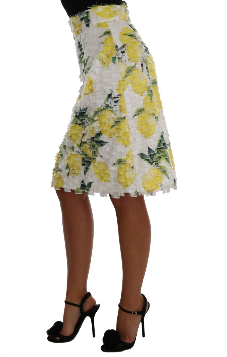 Lemon Print Fringe Pencil Skirt - GlamHub Luxury and Icon Brand Clothing