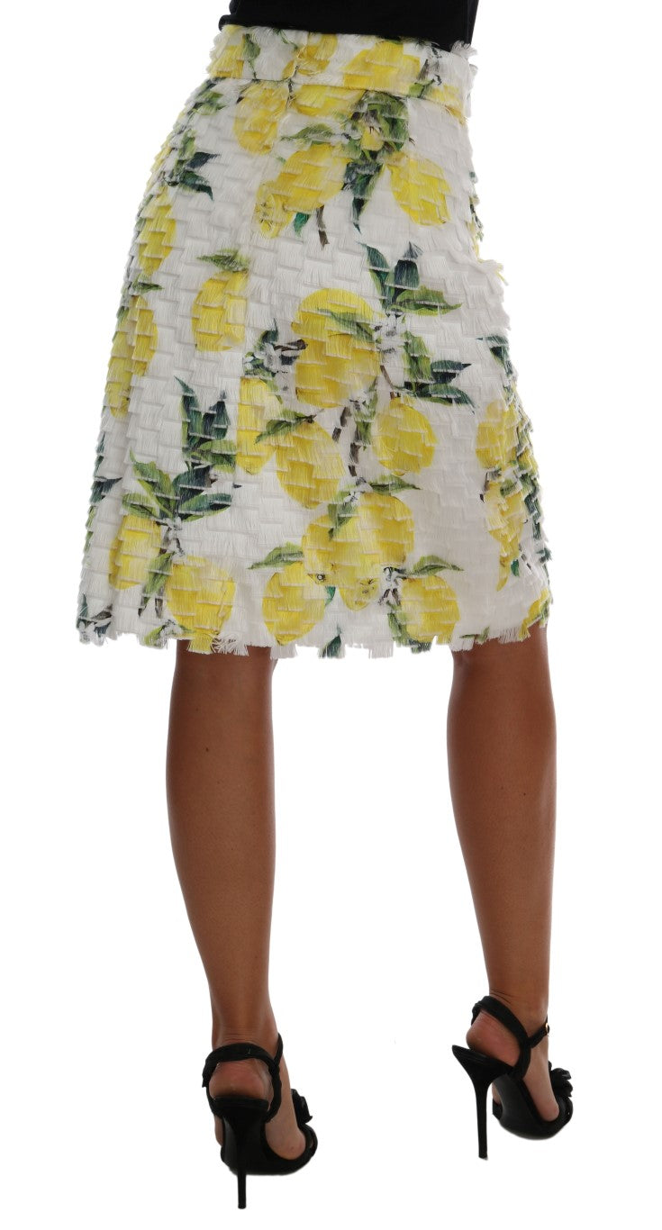 Lemon Print Fringe Pencil Skirt - GlamHub Luxury and Icon Brand Clothing