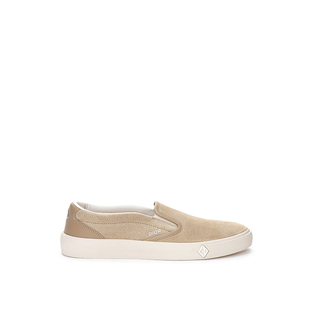 Beige Leather Sneaker - GLAMHUB BOUTIQUE 