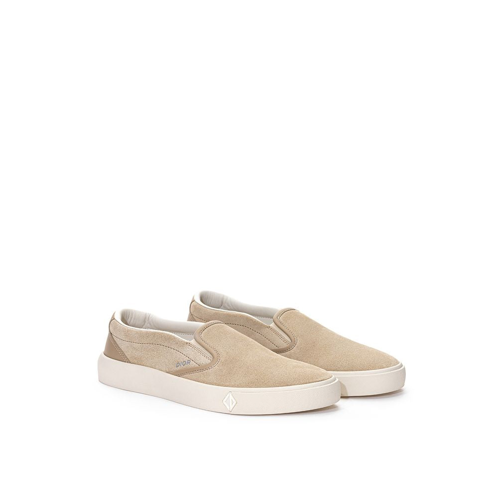 Beige Leather Sneaker - GLAMHUB BOUTIQUE 