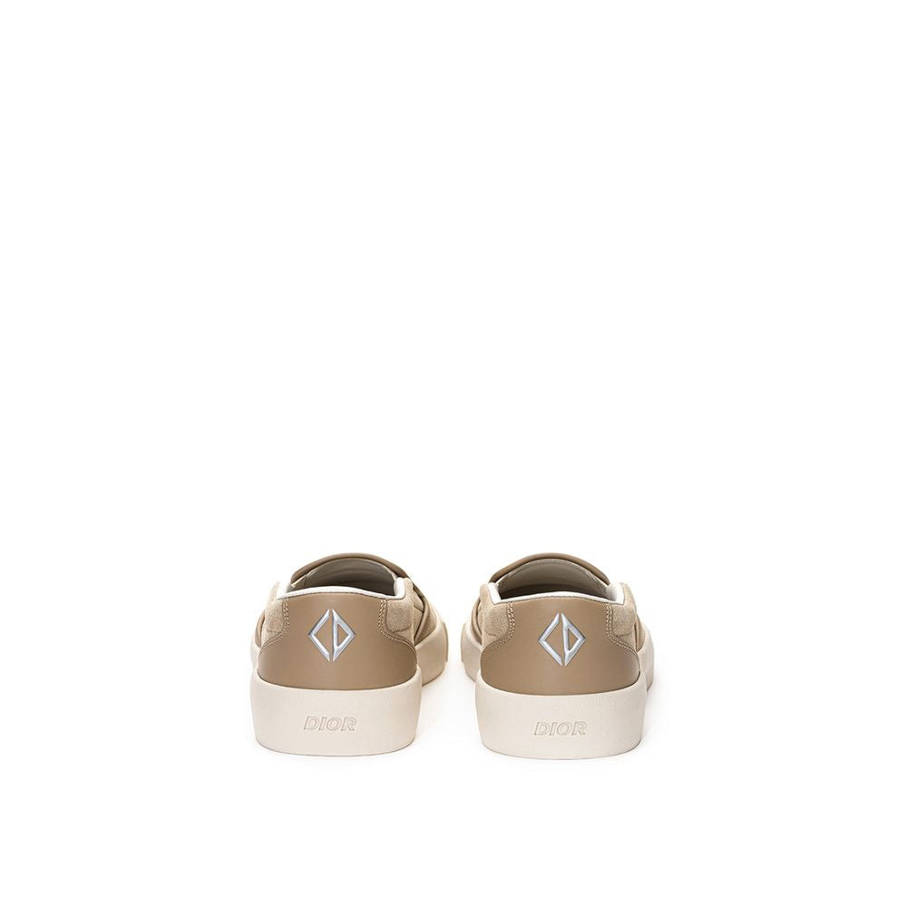 Beige Leather Sneaker - GLAMHUB BOUTIQUE 