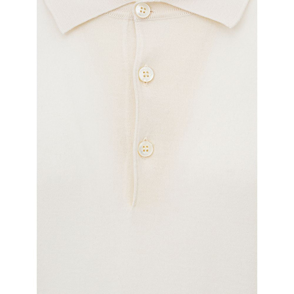 White Cashemere Polo Shirt - GlamHub Luxury and Icon Brand Clothing