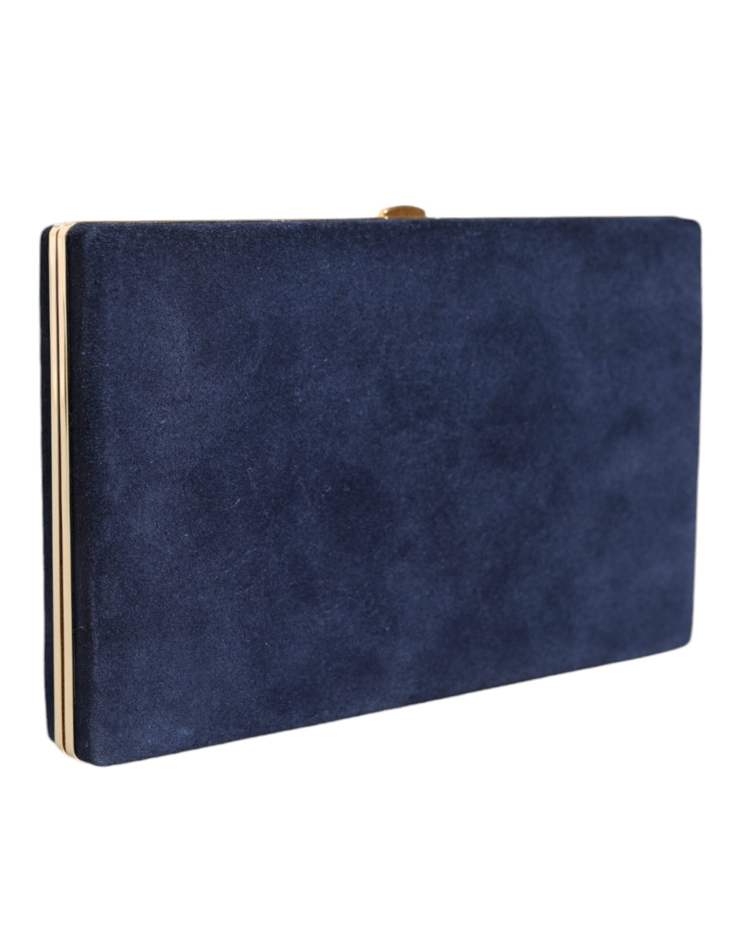 Blaue Wildleder Clutch mit Goldrahmen, Abendtasche, Partytasche