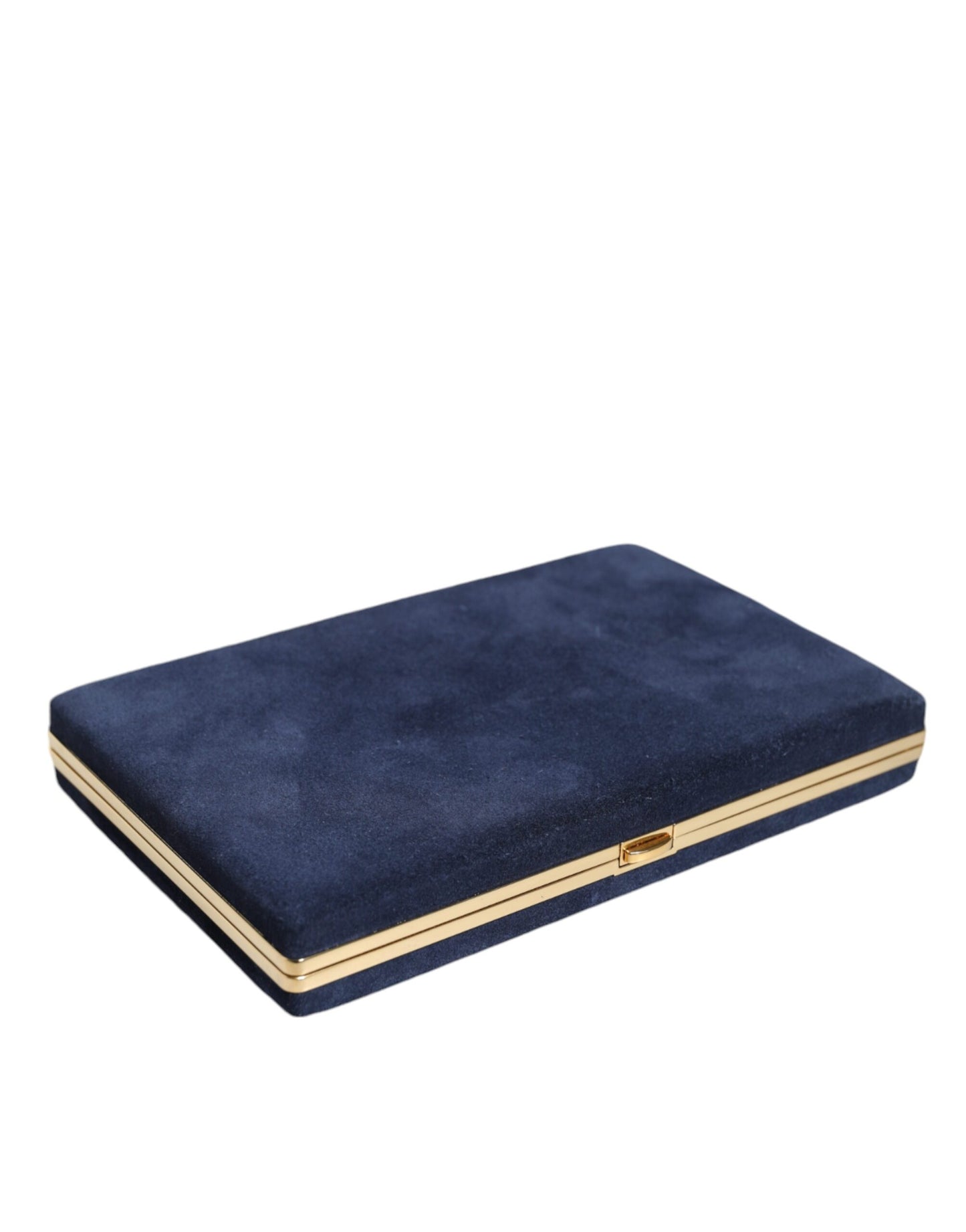 Blaue Wildleder Clutch mit Goldrahmen, Abendtasche, Partytasche