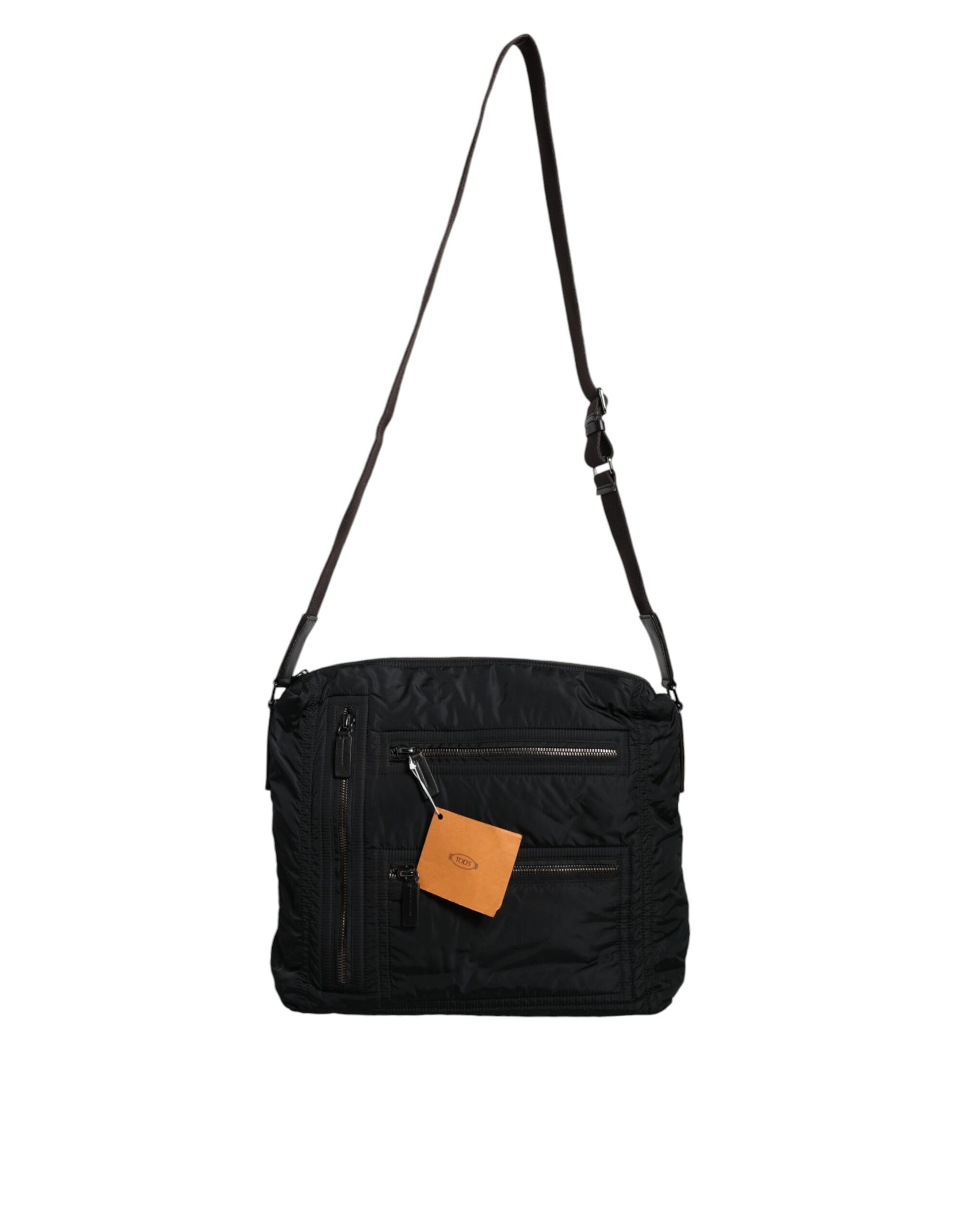 Black Canvas Pockets Crossbody Strap Shoulder Bag - GlamHub Luxury and Icon Brand Clothing