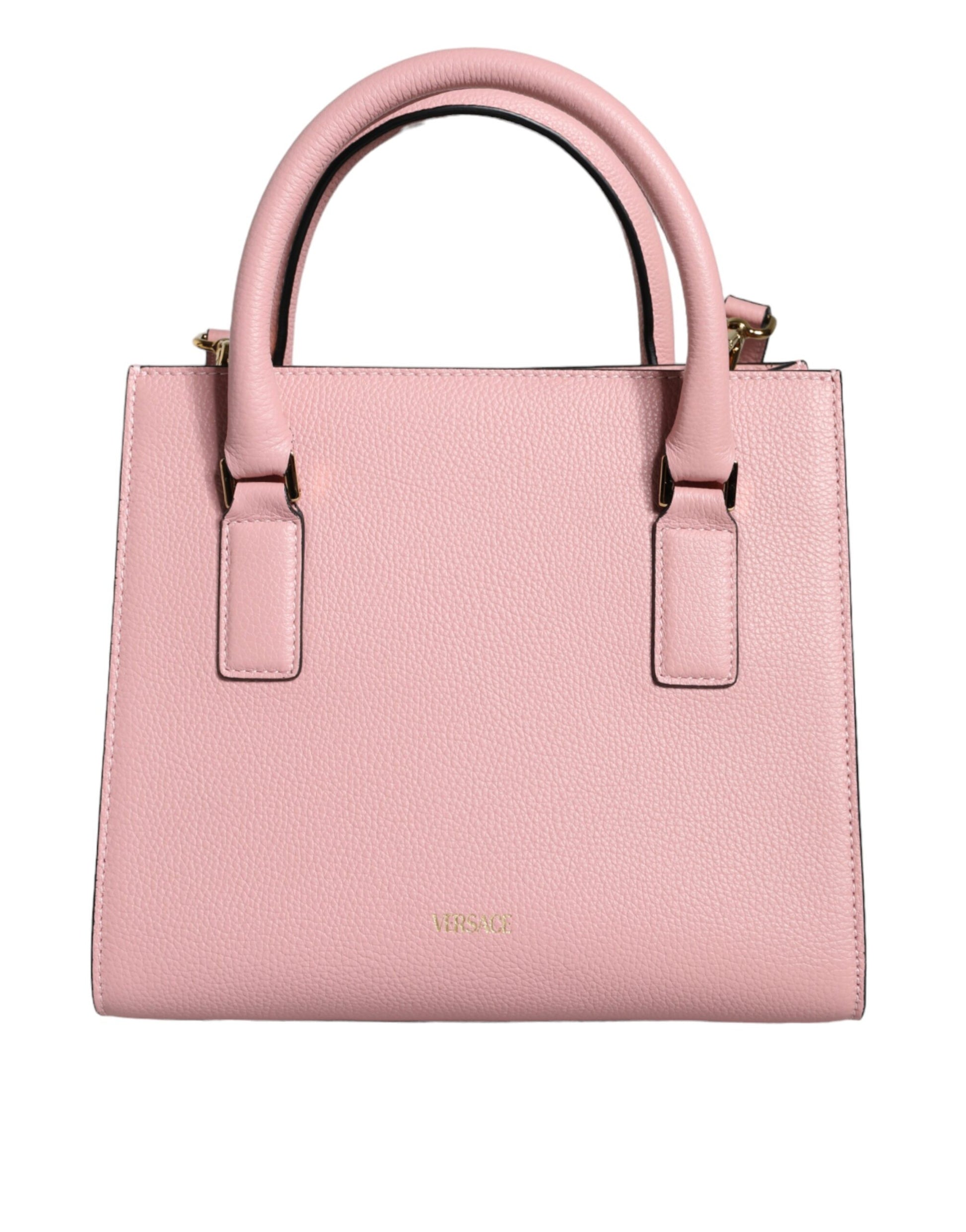 Pink Small Top Handle Grainy Calf Leather Crossbody Bag - GLAMHUB BOUTIQUE 