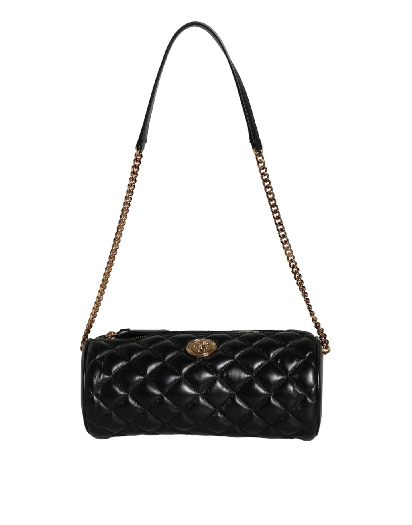 Black Mini Quilted Lambskin Leather Crossbody Sling Bag - GLAMHUB BOUTIQUE 