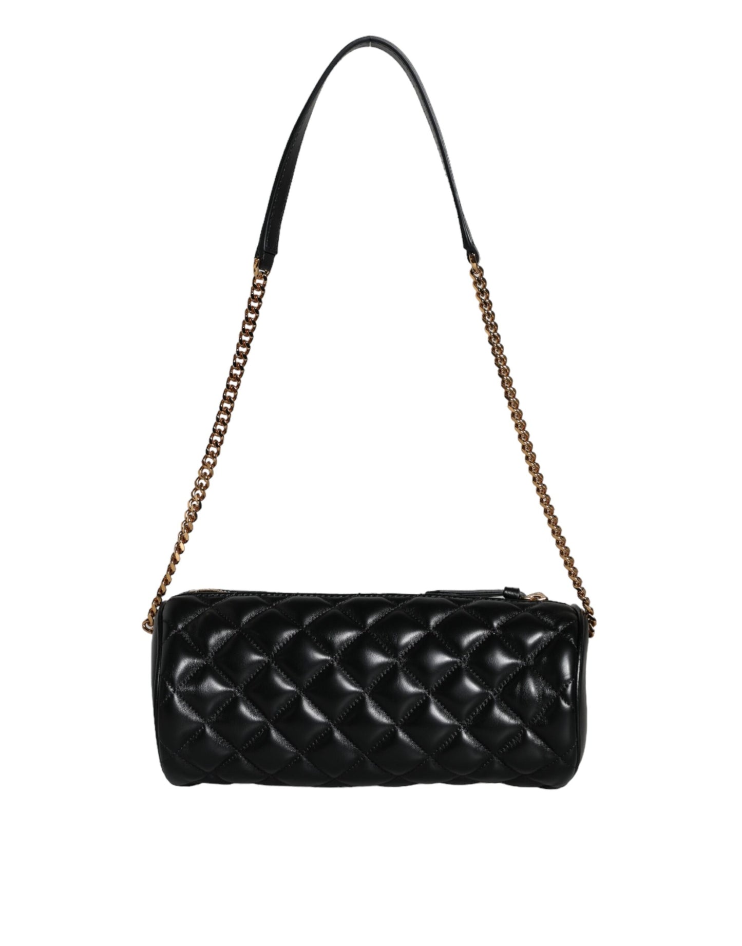 Black Mini Quilted Lambskin Leather Crossbody Sling Bag - GLAMHUB BOUTIQUE 