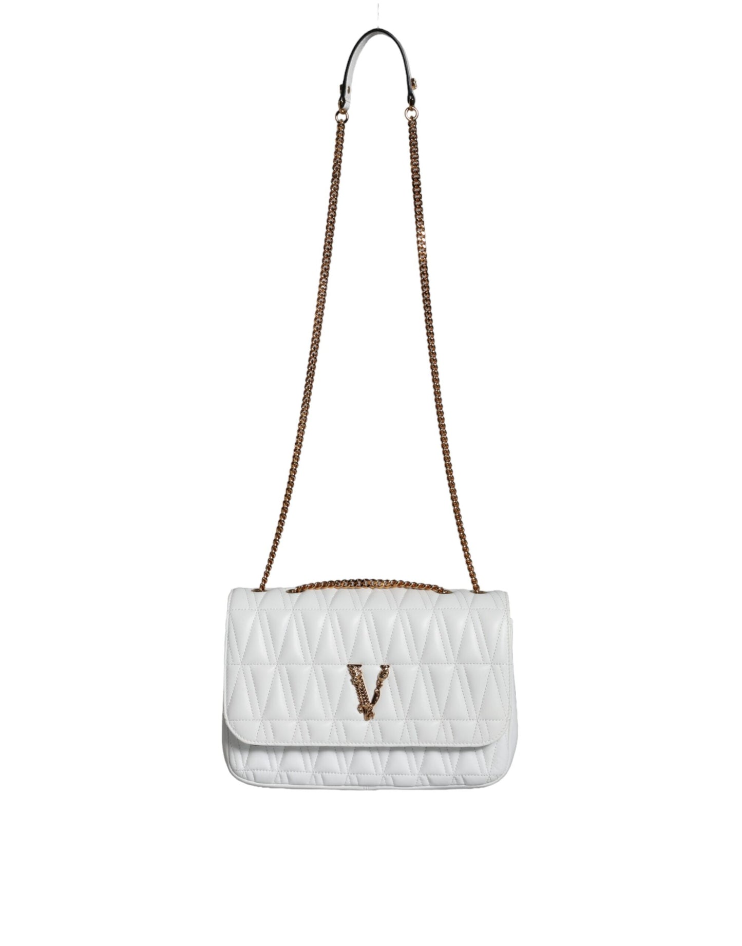 White Mini Nappa Leather Crossbody Shoulder Bag - GLAMHUB BOUTIQUE 