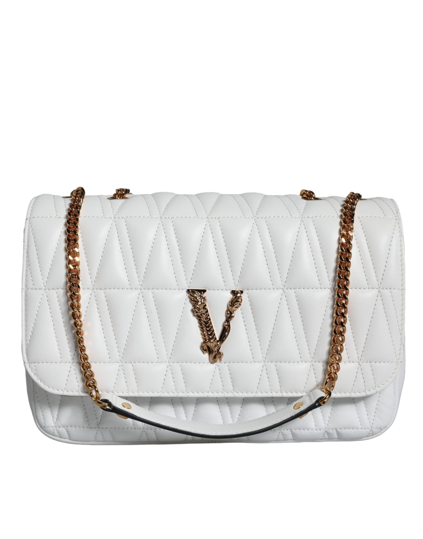 White Mini Nappa Leather Crossbody Shoulder Bag - GLAMHUB BOUTIQUE 