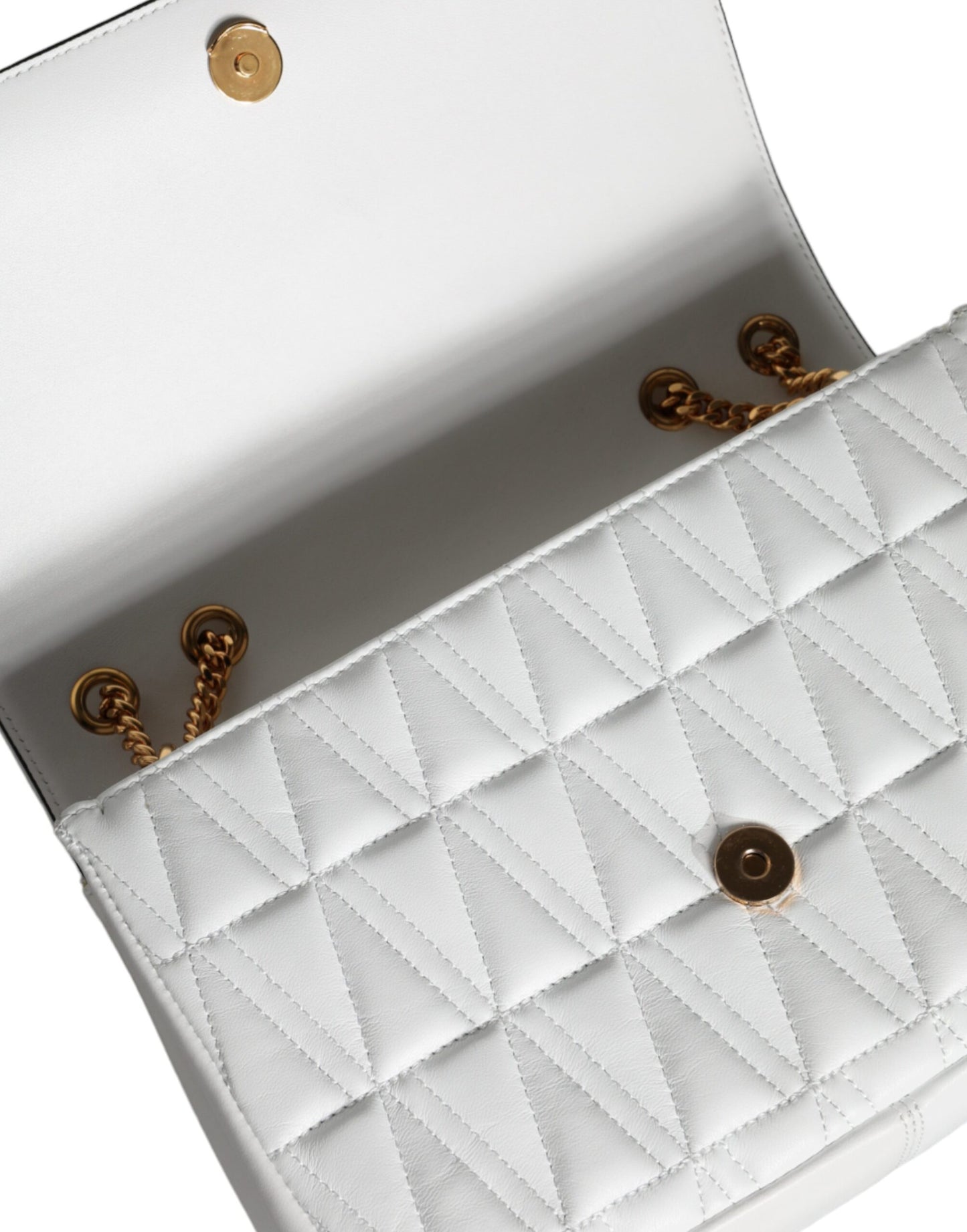 White Mini Nappa Leather Crossbody Shoulder Bag - GLAMHUB BOUTIQUE 