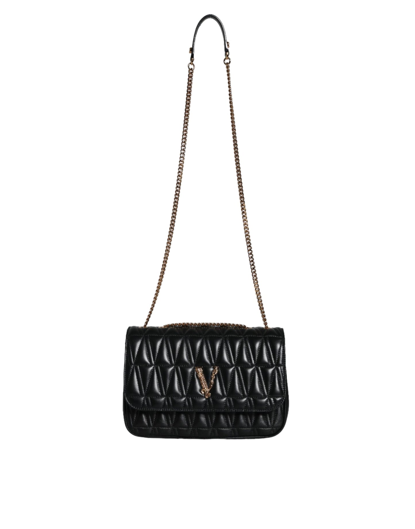 Black Mini Nappa Leather Crossbody Shoulder Bag - GLAMHUB BOUTIQUE 