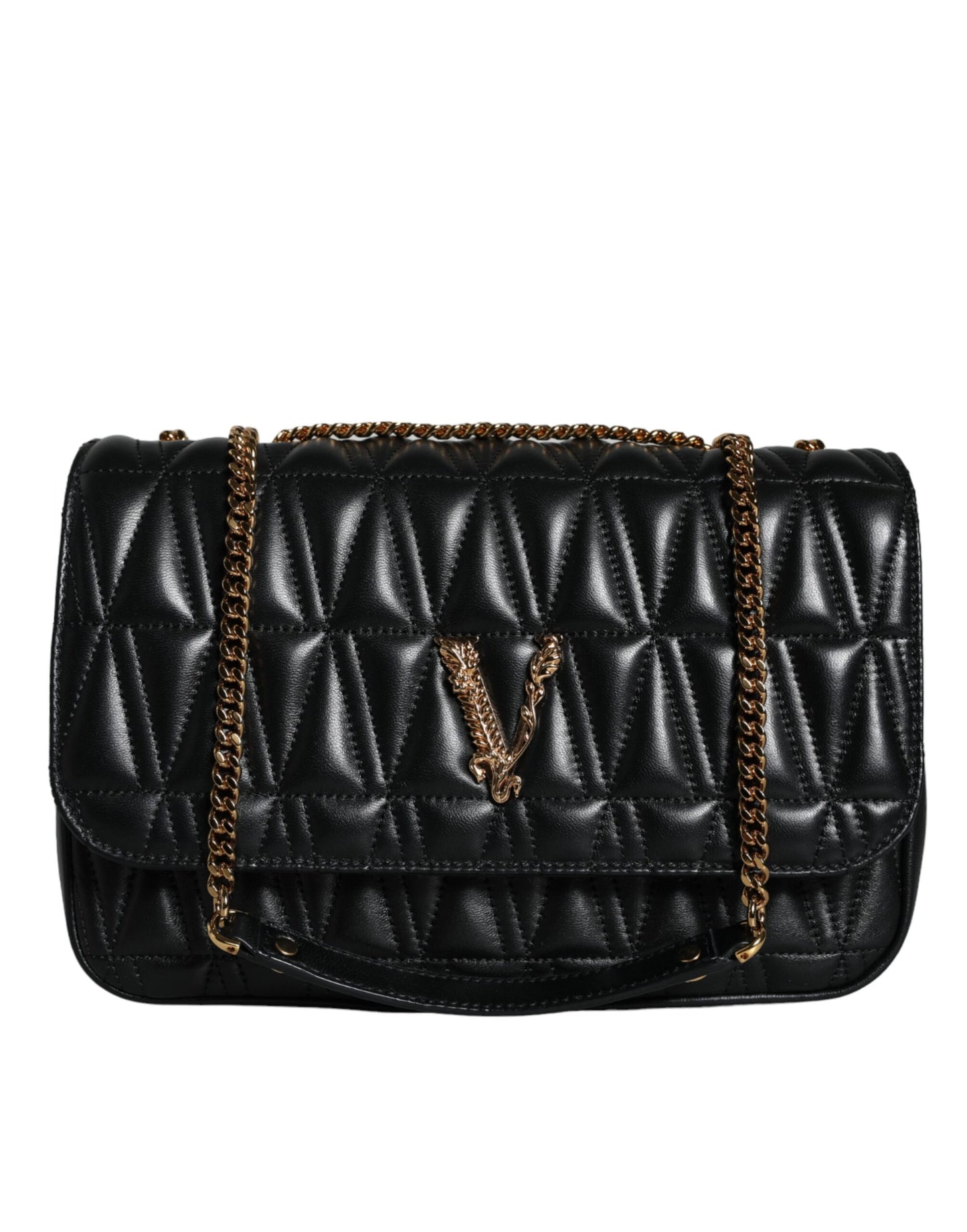 Black Mini Nappa Leather Crossbody Shoulder Bag - GLAMHUB BOUTIQUE 