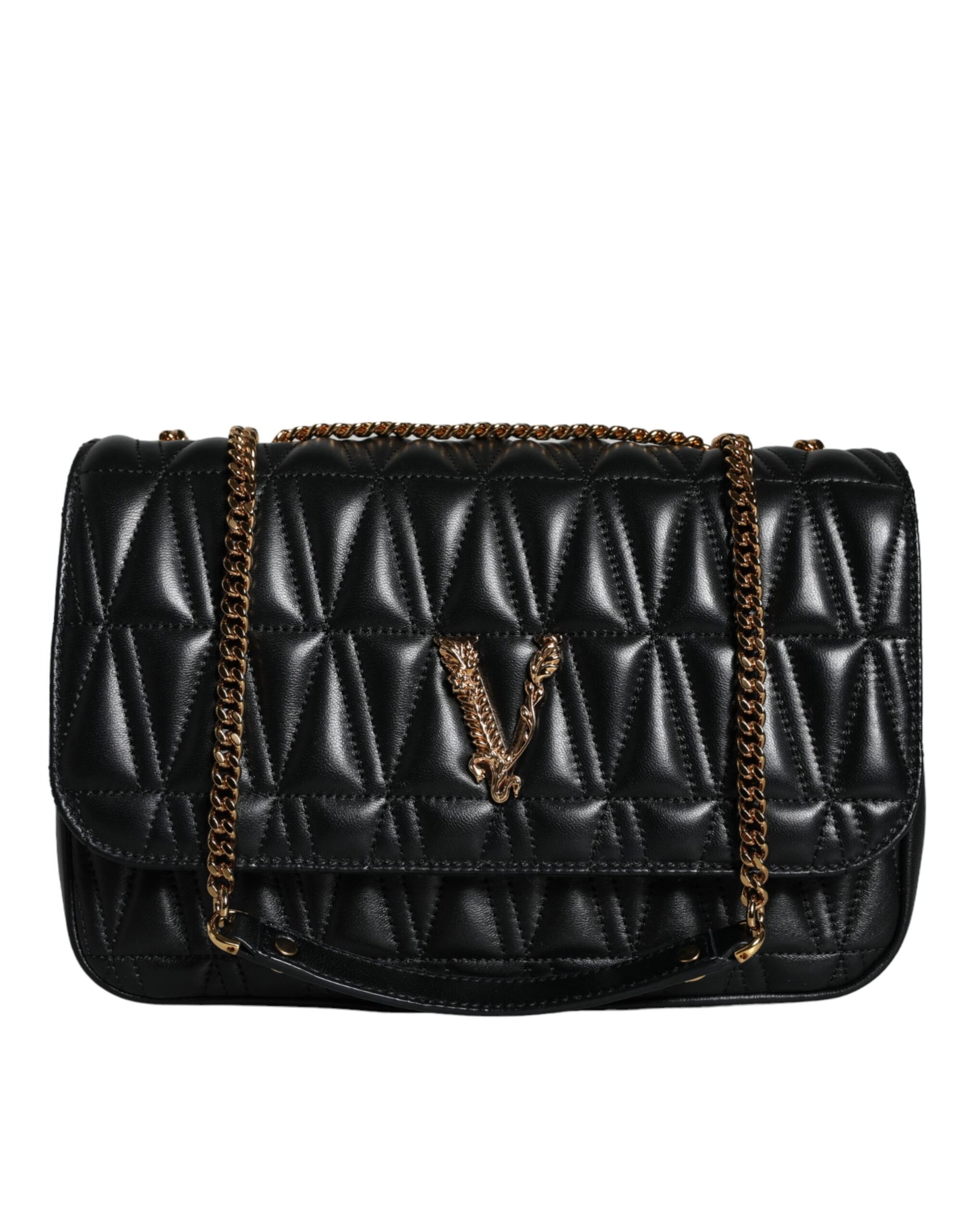 Black Mini Nappa Leather Crossbody Shoulder Bag - GLAMHUB BOUTIQUE 