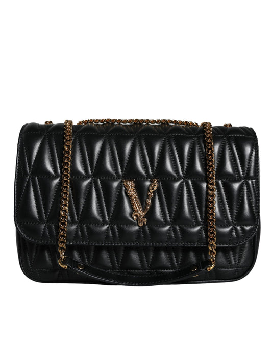 Black Mini Nappa Leather Crossbody Shoulder Bag - GLAMHUB BOUTIQUE 