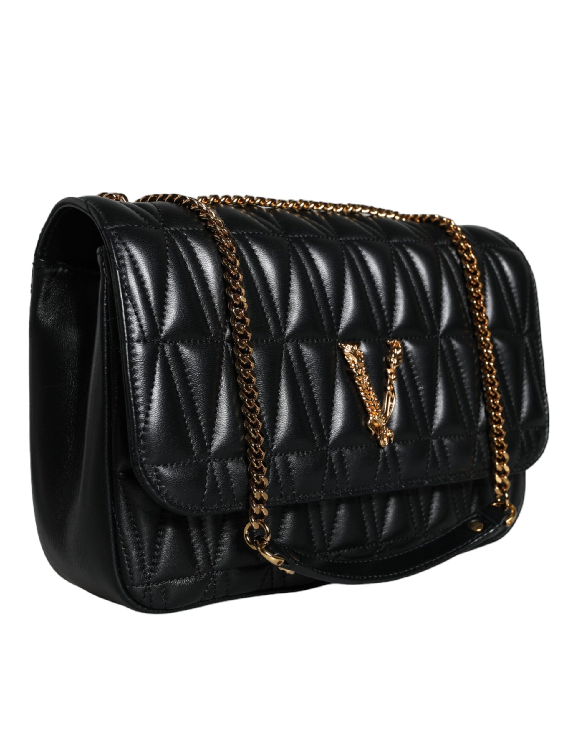 Black Mini Nappa Leather Crossbody Shoulder Bag - GLAMHUB BOUTIQUE 