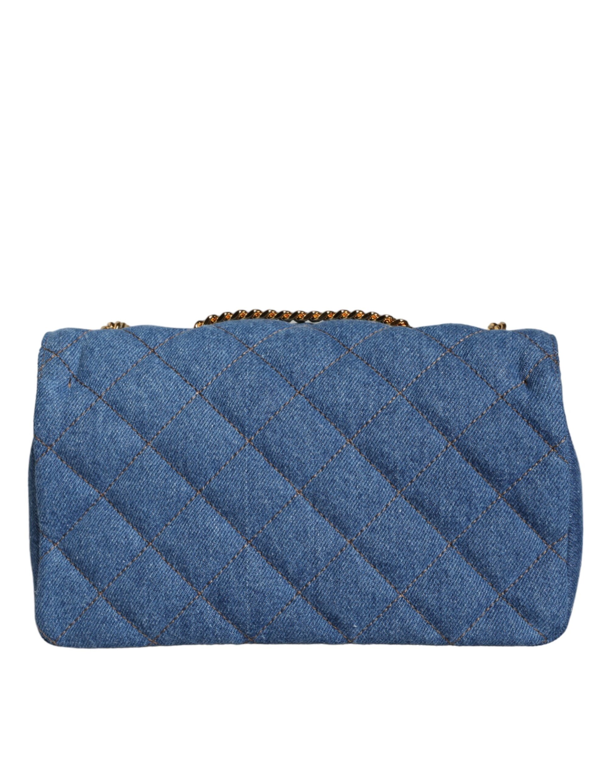 Blue Quilted Denim Leather Crossbody Shoulder Bag - GLAMHUB BOUTIQUE 