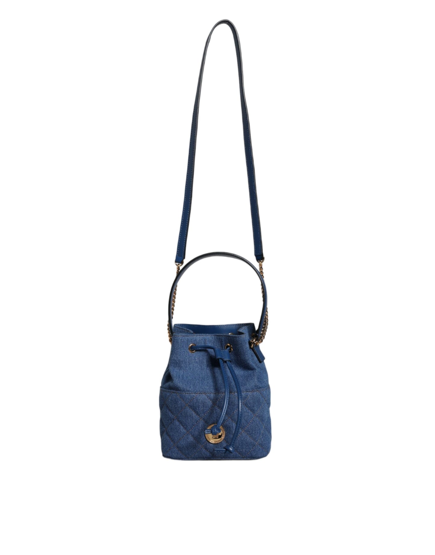 Blue Quilted Denim Leather Crossbody Shoulder Bag - GLAMHUB BOUTIQUE 