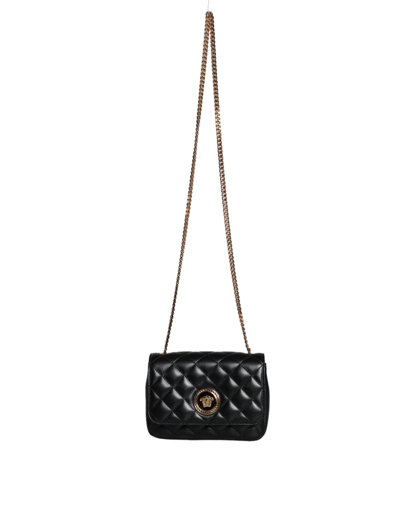 Black Quilted Lambskin Leather Crossbody Shoulder Bag - GLAMHUB BOUTIQUE 